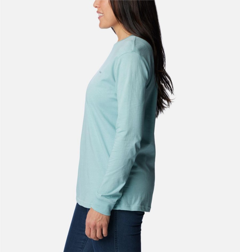 Turquoise Columbia North Cascades Back Graphic Long Sleeve Women's T-Shirt | 40197GZWP