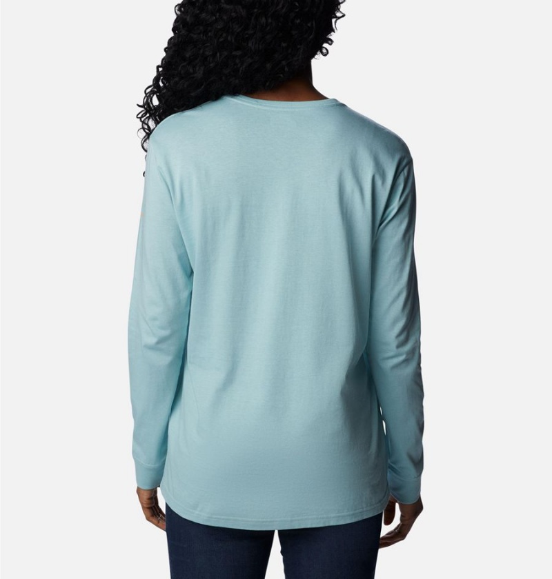 Turquoise Columbia North Cascades Long Sleeve Women's T-Shirt | 63428IZKM