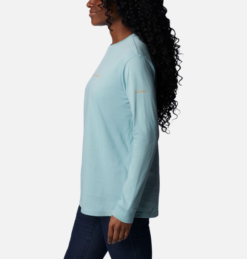 Turquoise Columbia North Cascades Long Sleeve Women's T-Shirt | 63428IZKM