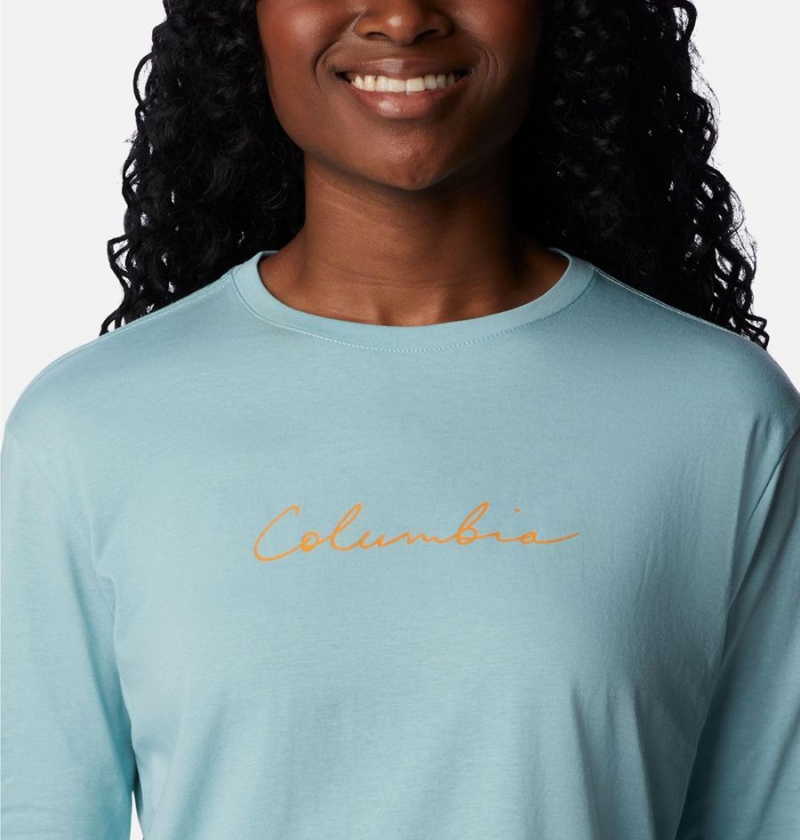 Turquoise Columbia North Cascades Long Sleeve Women's T-Shirt | 63428IZKM