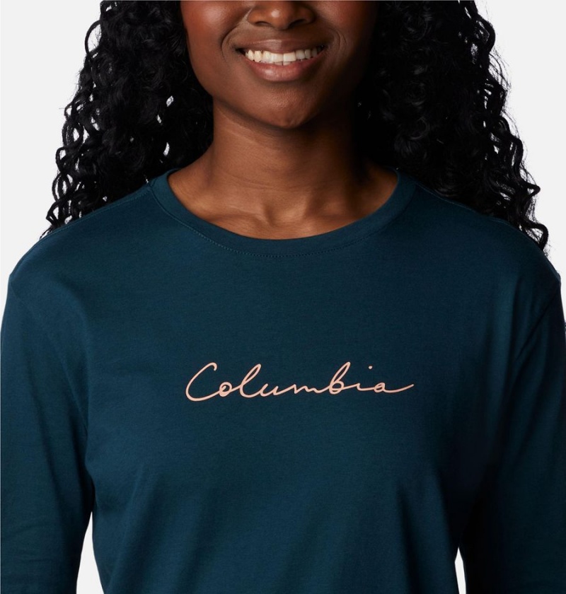 Turquoise Columbia North Cascades Long Sleeve Women's T-Shirt | 84251CHPT