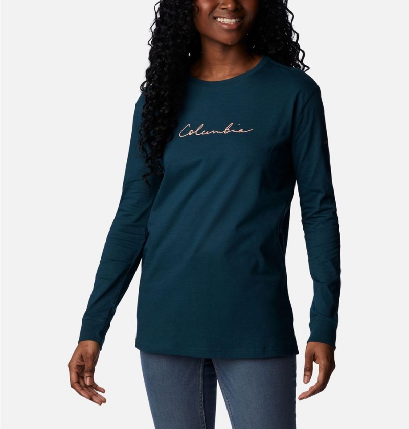 Turquoise Columbia North Cascades Long Sleeve Women's T-Shirt | 84251CHPT