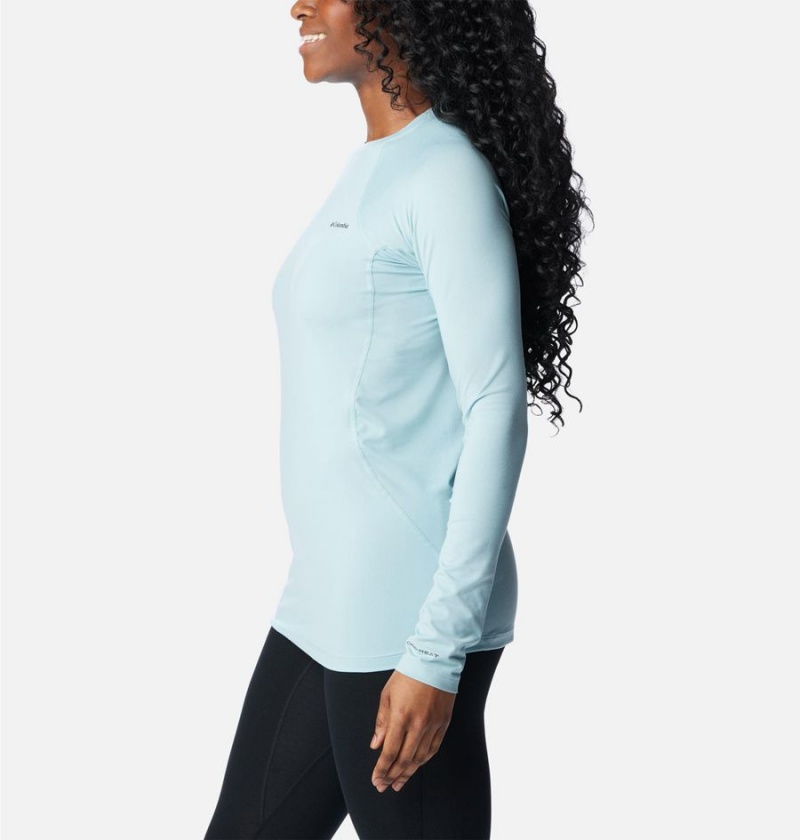 Turquoise Columbia Omni Heat Midweight Baselayer Crew Women's T-Shirt | 72591CMTS