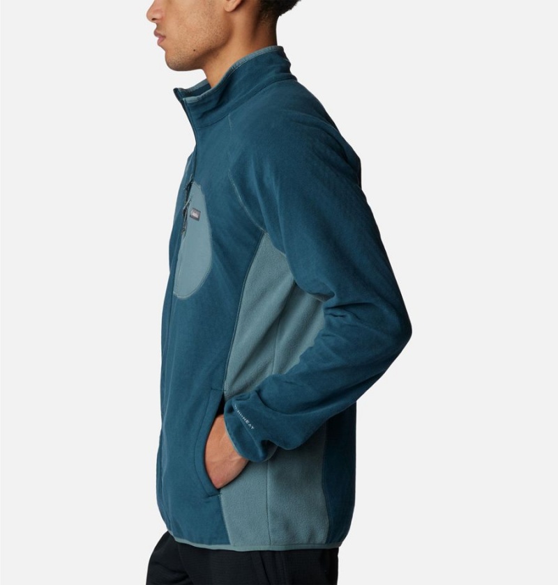 Turquoise Columbia Outdoor Tracks Full Zip Men's Fleece Jacket | 49017GOIN