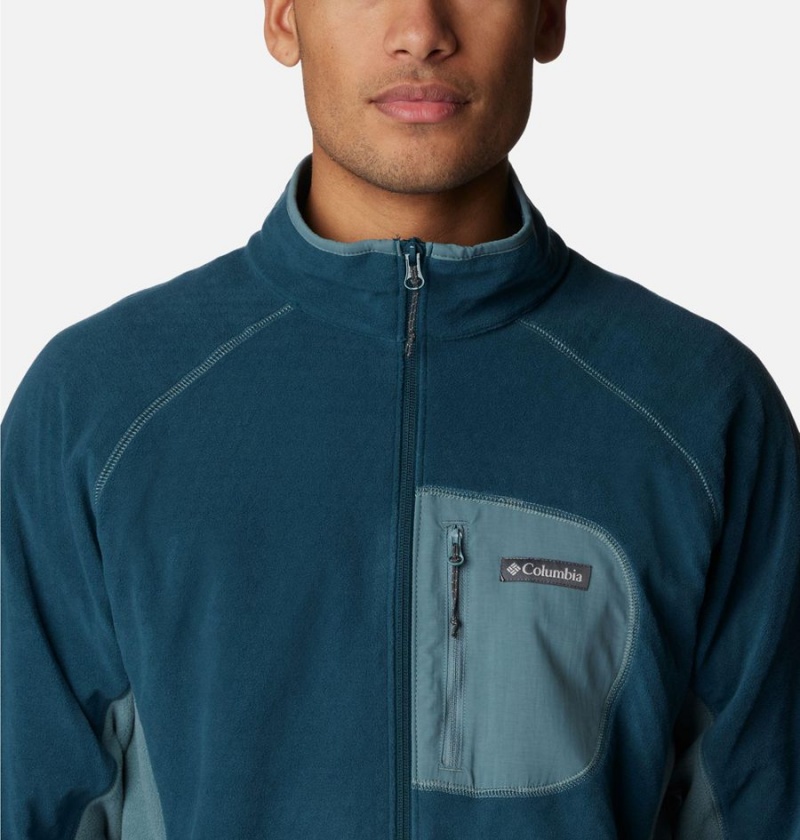 Turquoise Columbia Outdoor Tracks Full Zip Men's Fleece Jacket | 49017GOIN