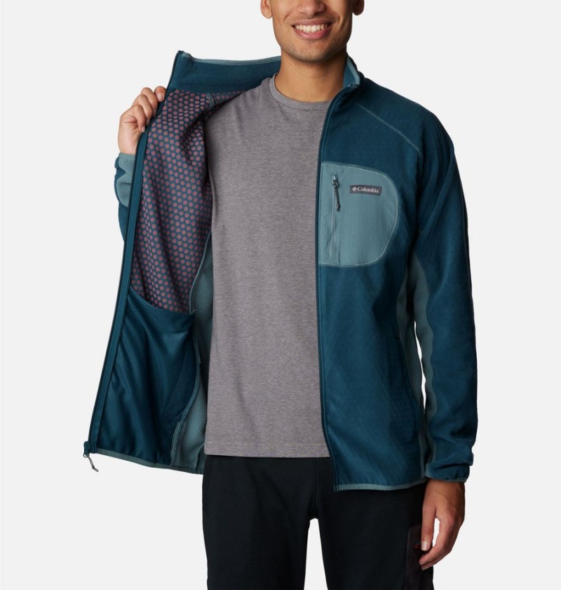 Turquoise Columbia Outdoor Tracks Full Zip Men's Fleece Jacket | 49017GOIN