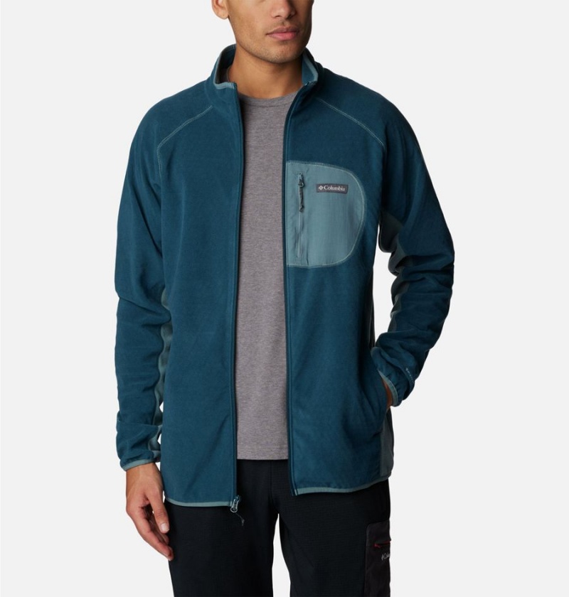 Turquoise Columbia Outdoor Tracks Full Zip Men's Fleece Jacket | 49017GOIN