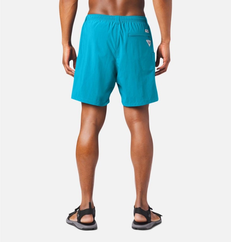 Turquoise Columbia PFG Backcast III Water Men's Shorts | 41257KWUT