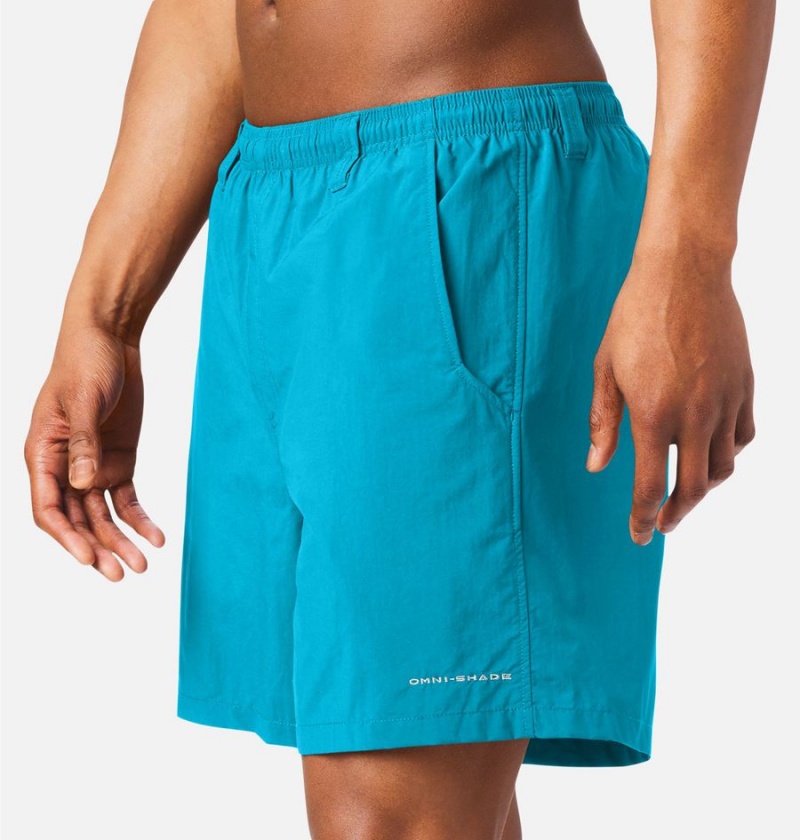 Turquoise Columbia PFG Backcast III Water Men's Shorts | 41257KWUT