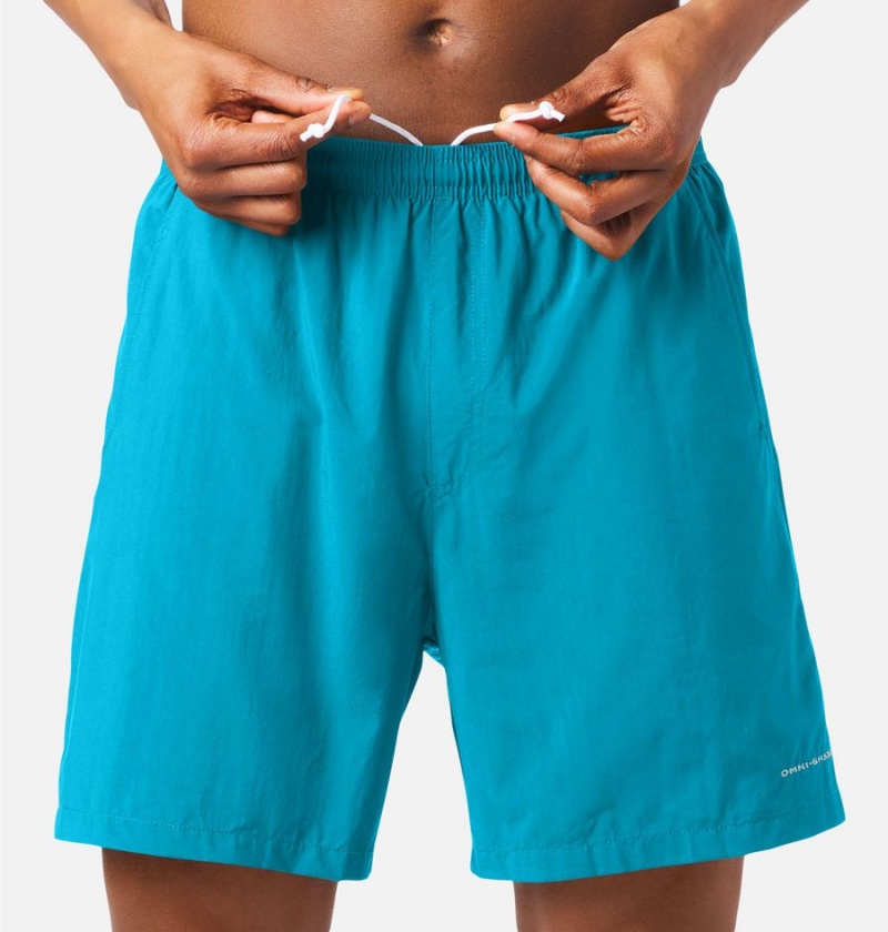 Turquoise Columbia PFG Backcast III Water Men's Shorts | 41257KWUT