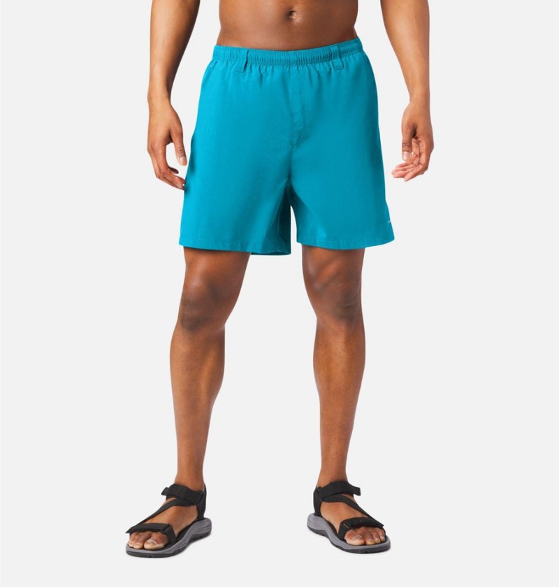 Turquoise Columbia PFG Backcast III Water Men\'s Shorts | 41257KWUT