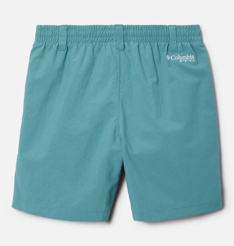 Turquoise Columbia PFG Backcast Kids' Shorts | 82540YDPG