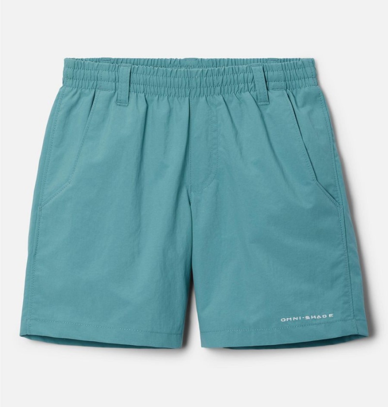 Turquoise Columbia PFG Backcast Kids\' Shorts | 82540YDPG