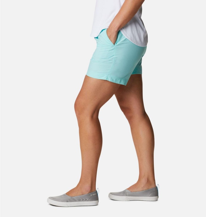 Turquoise Columbia PFG Backcast Water Women's Shorts | 79834KBYD