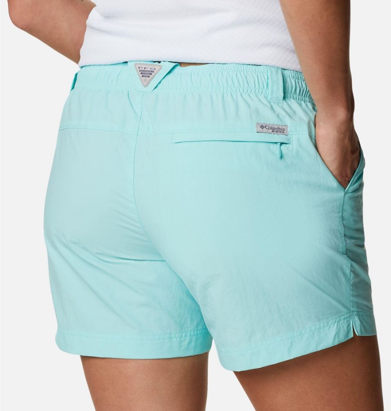 Turquoise Columbia PFG Backcast Water Women's Shorts | 79834KBYD