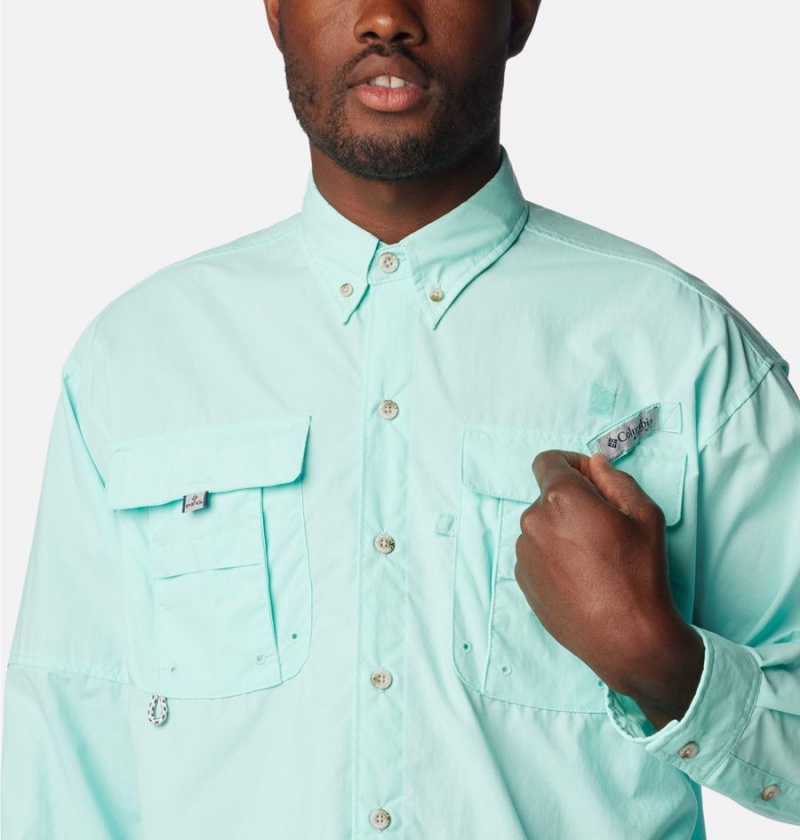 Turquoise Columbia PFG Bahama II Long Sleeve Men's Shirt | 64053SIPC