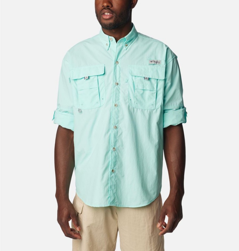 Turquoise Columbia PFG Bahama II Long Sleeve Men's Shirt | 64053SIPC