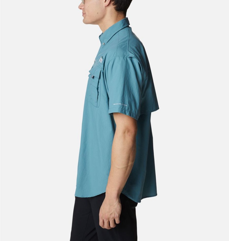 Turquoise Columbia PFG Bahama II Short Sleeve Men's Shirt | 50834DWAZ