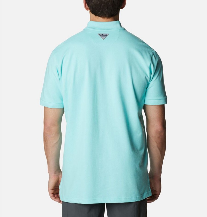 Turquoise Columbia PFG Bonefish Pique Men's Polo Shirt | 74856MGEF