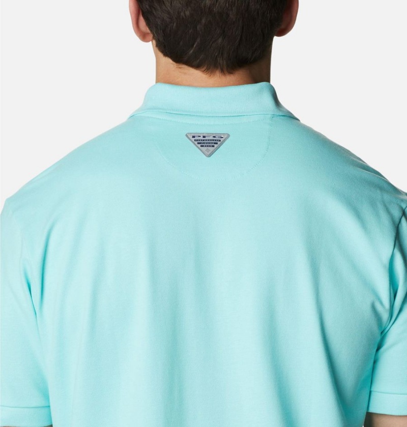 Turquoise Columbia PFG Bonefish Pique Men's Polo Shirt | 74856MGEF