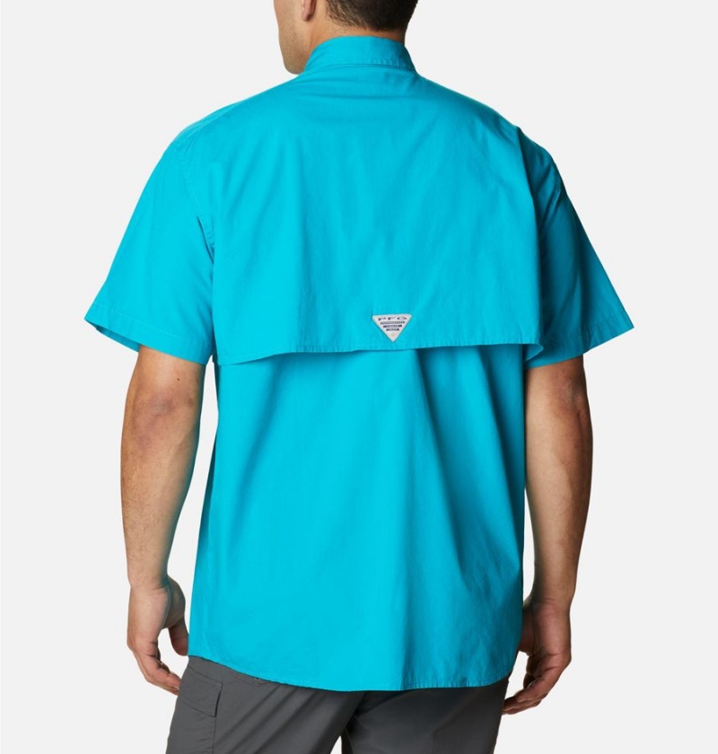 Turquoise Columbia PFG Bonehead Short Sleeve Men's Shirt | 37265NAKC