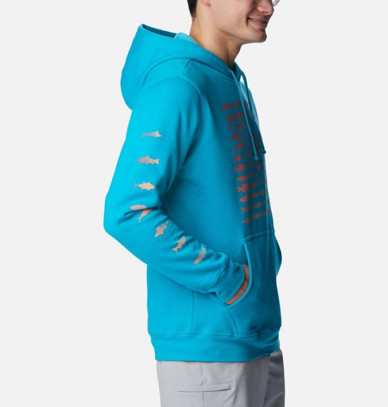 Turquoise Columbia PFG Elements Men's Hoodie | 49082WMCX