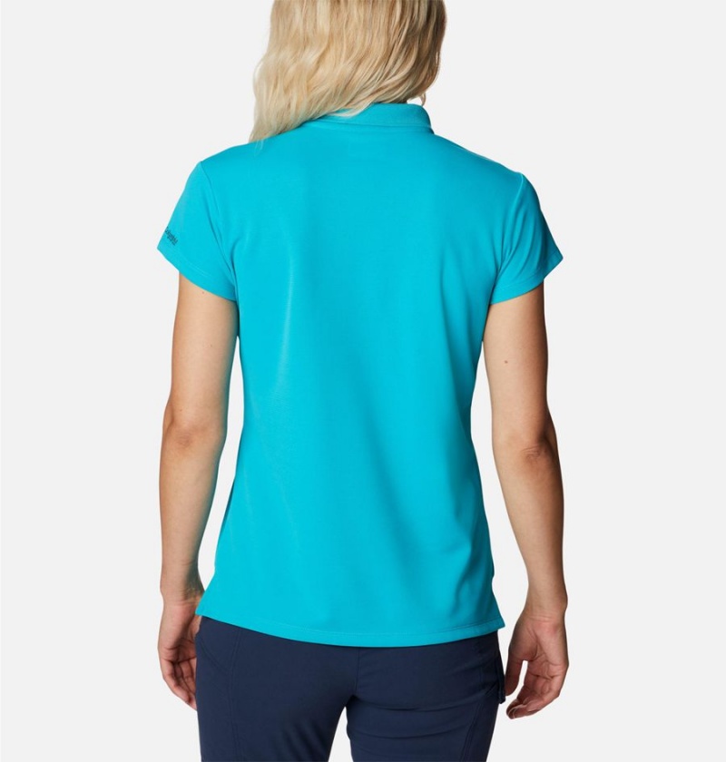 Turquoise Columbia PFG Innisfree Short Sleeve Polo Women's T-Shirt | 72190OSNX