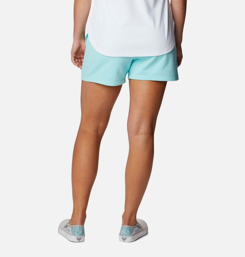 Turquoise Columbia PFG Slack Water French Terry Women's Shorts | 59482FEWC