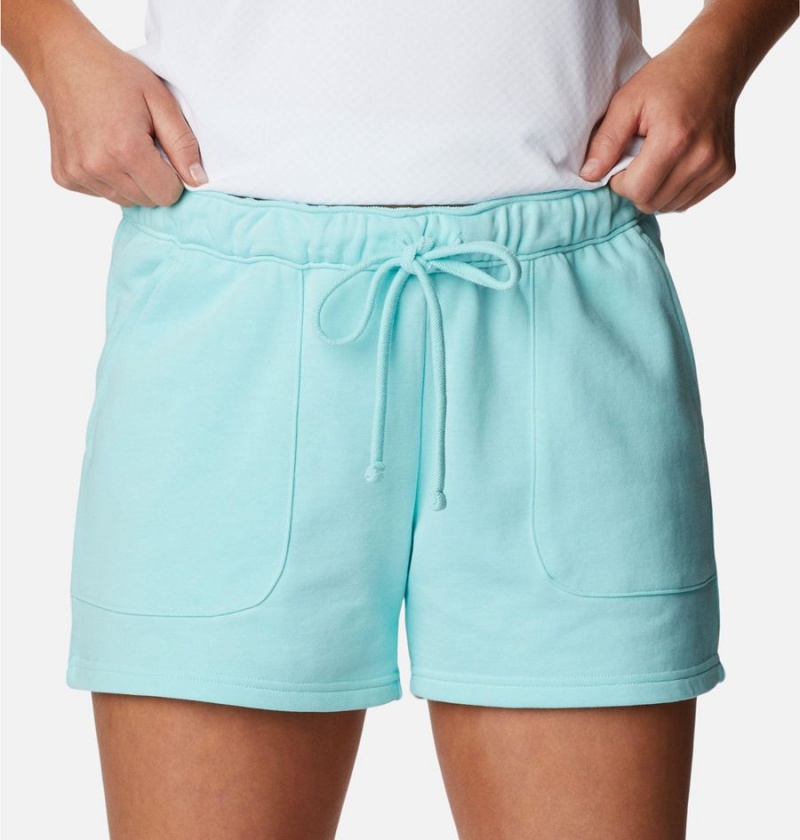 Turquoise Columbia PFG Slack Water French Terry Women's Shorts | 59482FEWC