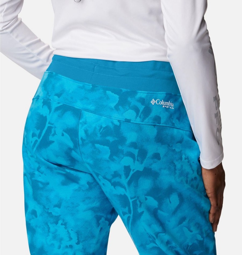 Turquoise Columbia PFG Slack Water French Terry Joggers Women's Pants | 95076ZHQI