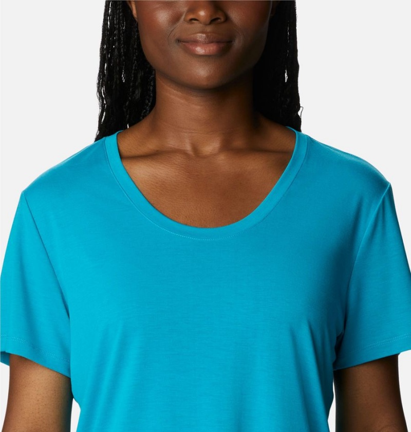 Turquoise Columbia PFG Slack Water Knit II Women's T-Shirt | 65248LRAX