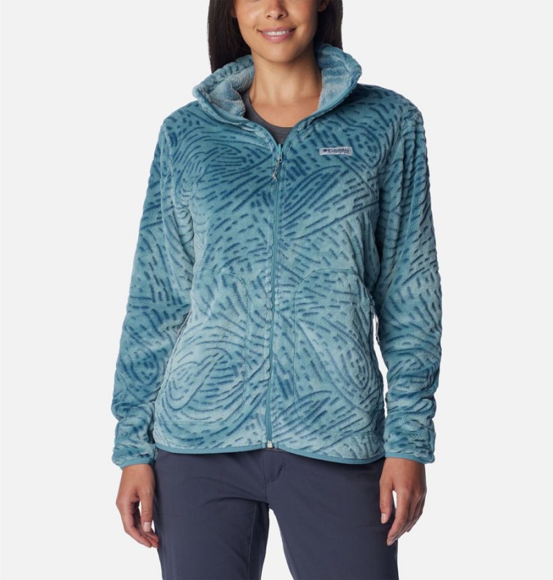 Turquoise Columbia PFG Slack Water Reversible Fleece Women\'s Pullover | 50749LOZB