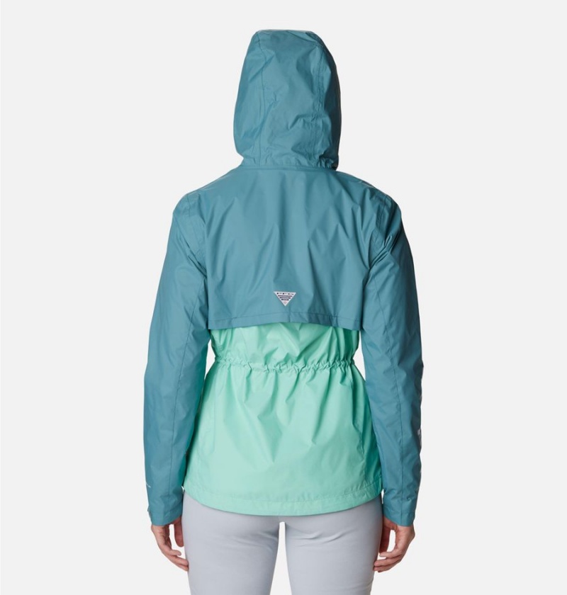 Turquoise Columbia PFG Storm Women's Rain Jacket | 72193NSGC