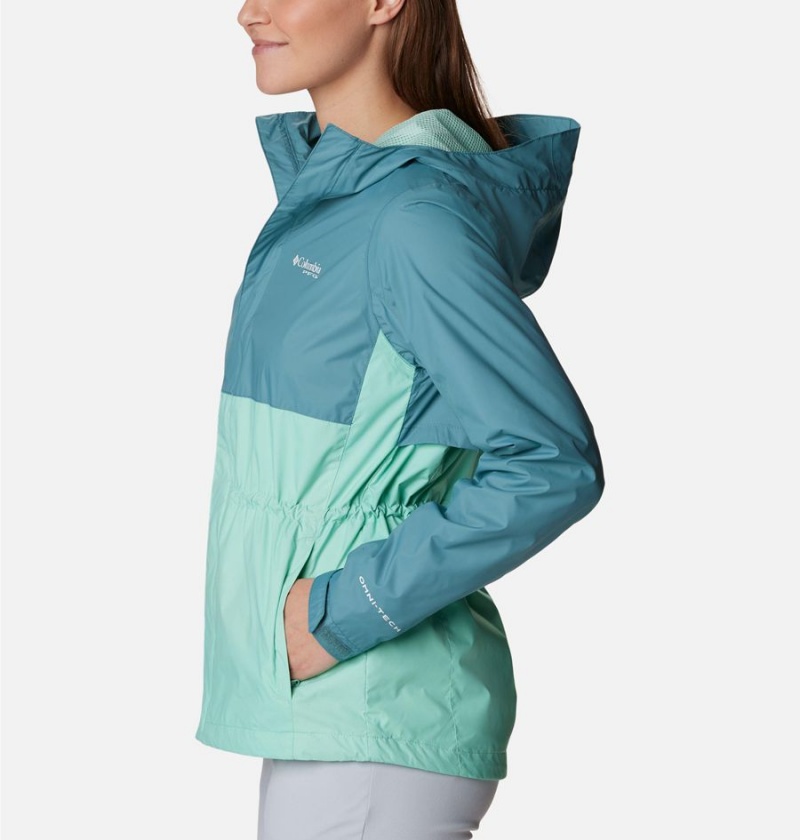 Turquoise Columbia PFG Storm Women's Rain Jacket | 72193NSGC