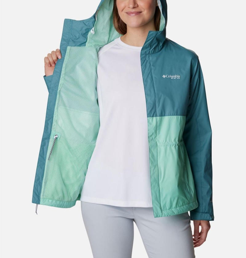 Turquoise Columbia PFG Storm Women's Rain Jacket | 72193NSGC