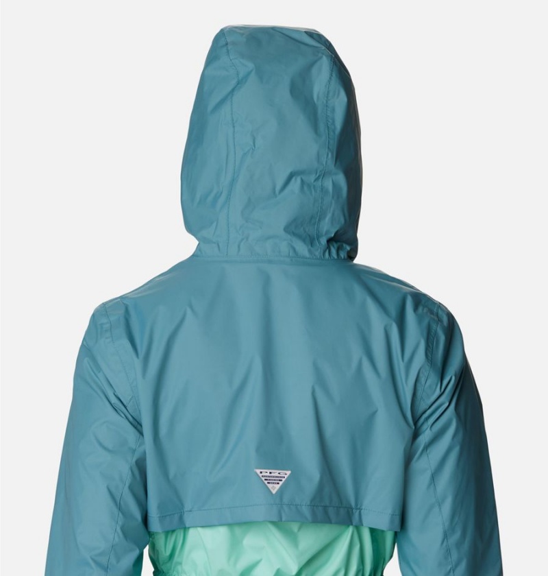 Turquoise Columbia PFG Storm Women's Rain Jacket | 72193NSGC