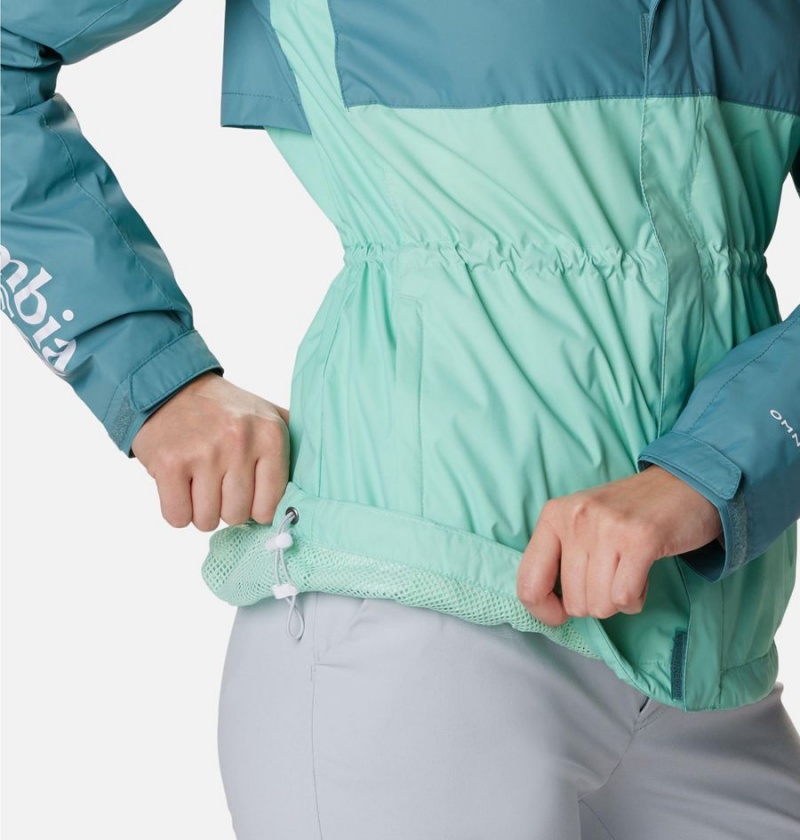 Turquoise Columbia PFG Storm Women's Rain Jacket | 72193NSGC