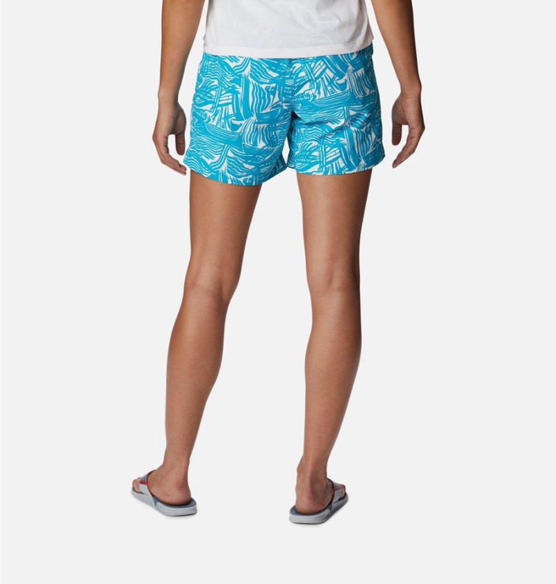 Turquoise Columbia PFG Super Backcast Water Women's Shorts | 05387PZIC