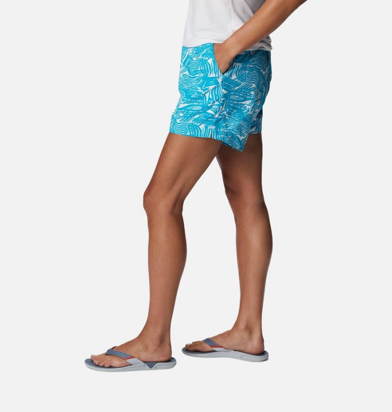 Turquoise Columbia PFG Super Backcast Water Women's Shorts | 05387PZIC