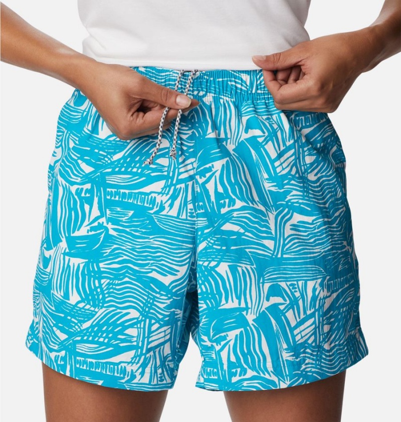 Turquoise Columbia PFG Super Backcast Water Women's Shorts | 05387PZIC