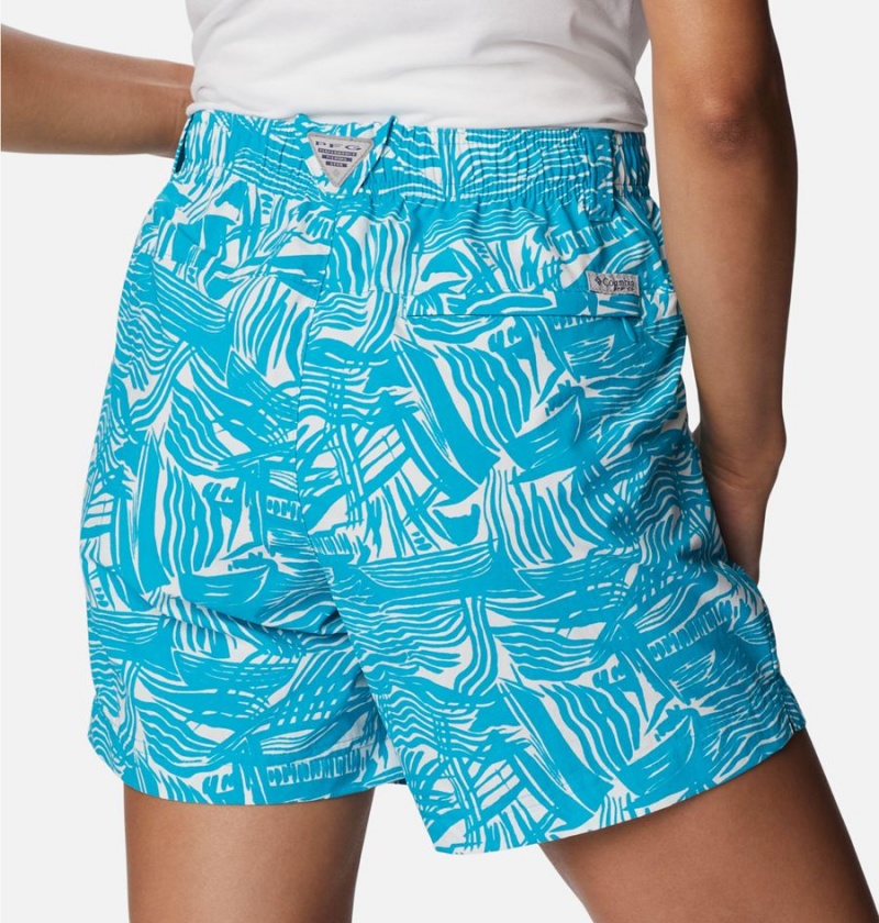 Turquoise Columbia PFG Super Backcast Water Women's Shorts | 05387PZIC