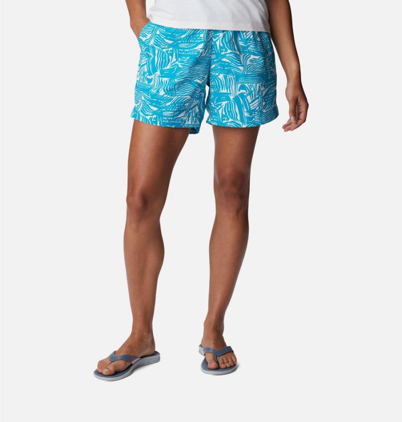 Turquoise Columbia PFG Super Backcast Water Women\'s Shorts | 05387PZIC