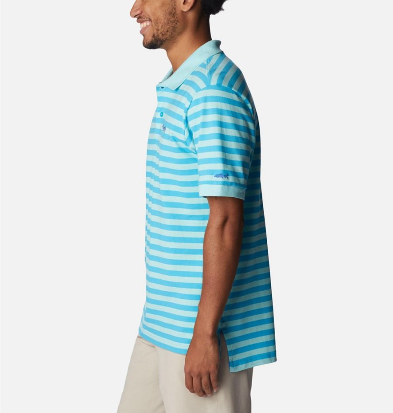 Turquoise Columbia PFG Super Bonefish Pique Men's Polo Shirt | 24315UBVK