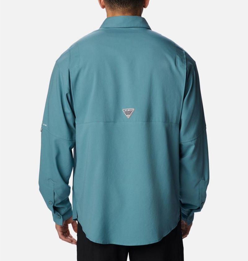 Turquoise Columbia PFG Tamiami II Long Sleeve Men's Shirt | 71258JOYR