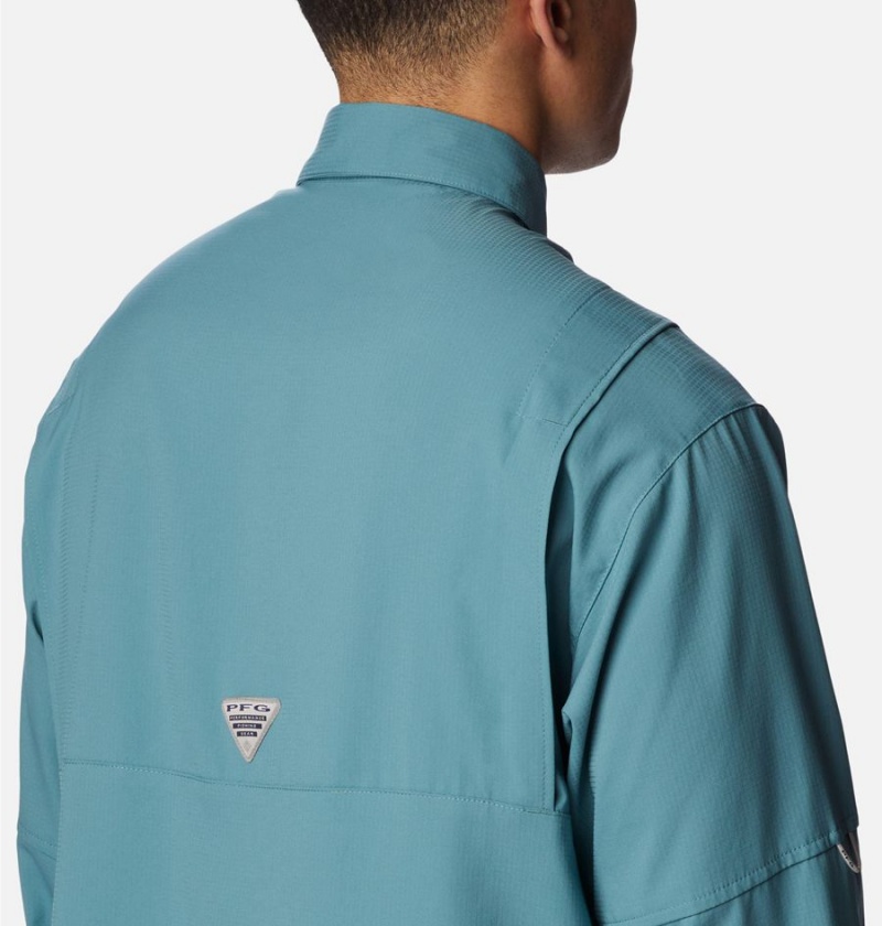 Turquoise Columbia PFG Tamiami II Long Sleeve Men's Shirt | 71258JOYR