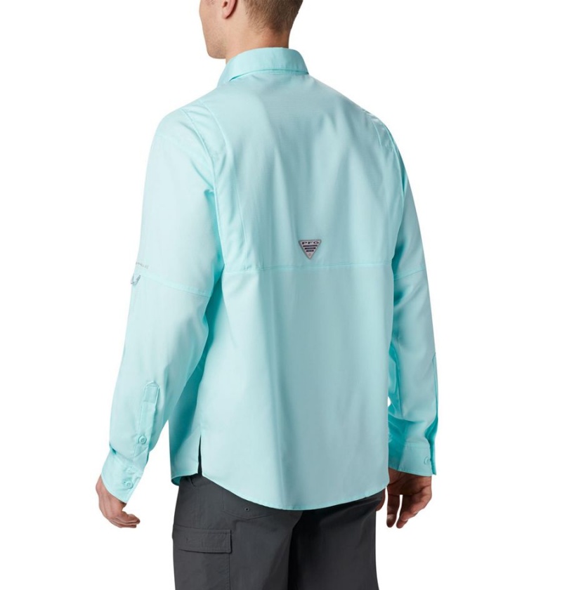 Turquoise Columbia PFG Tamiami II Long Sleeve Men's Shirt | 83479UAMG