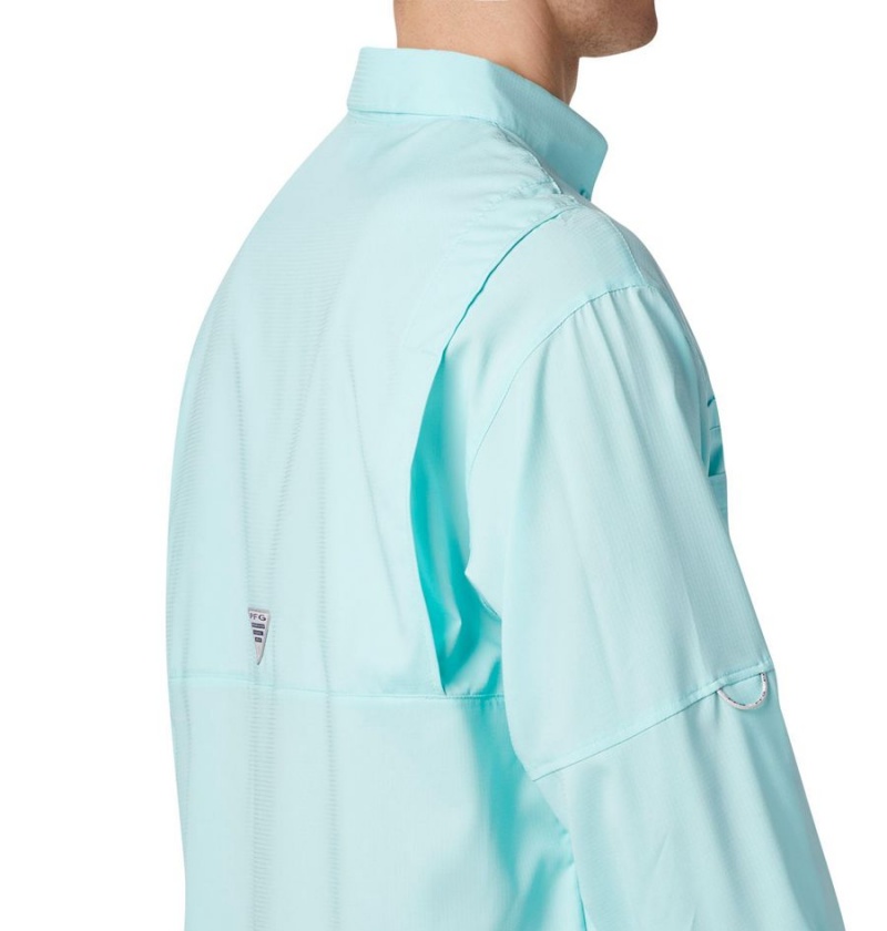 Turquoise Columbia PFG Tamiami II Long Sleeve Men's Shirt | 83479UAMG