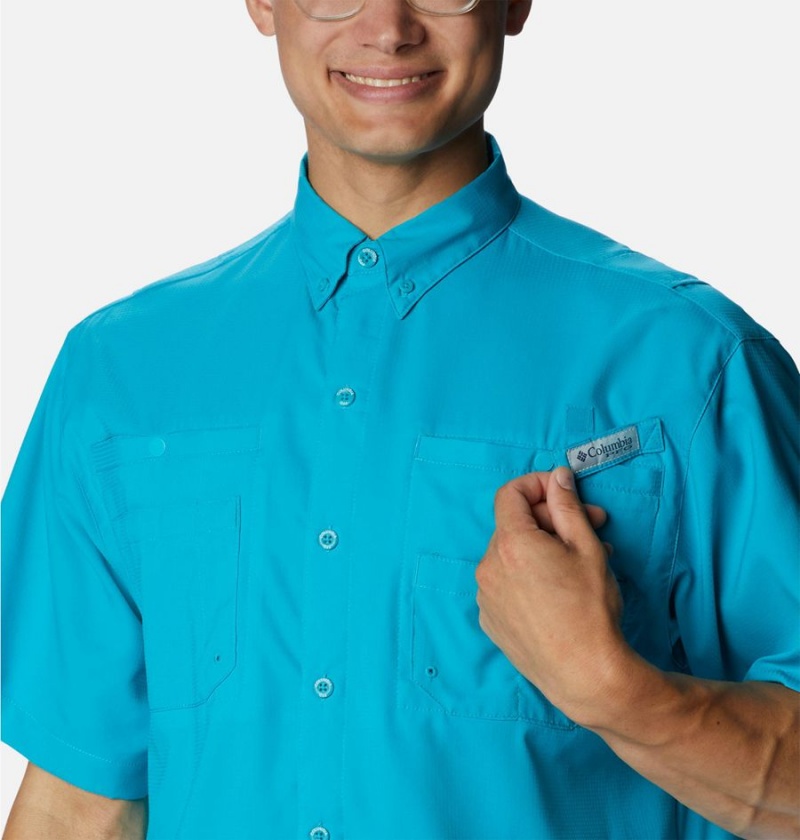 Turquoise Columbia PFG Tamiami II Short Sleeve Men's Shirt | 26908NZAE