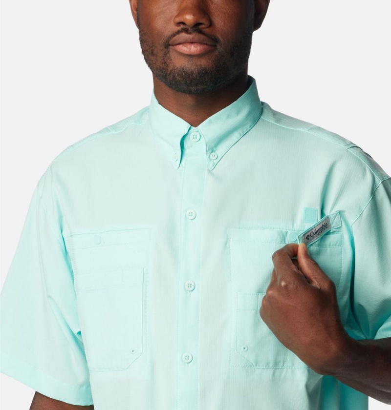 Turquoise Columbia PFG Tamiami II Short Sleeve Men's Shirt | 71392LFCU