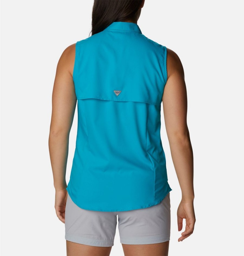 Turquoise Columbia PFG Tamiami Sleeveless Women's Tank Top | 21498JUVO